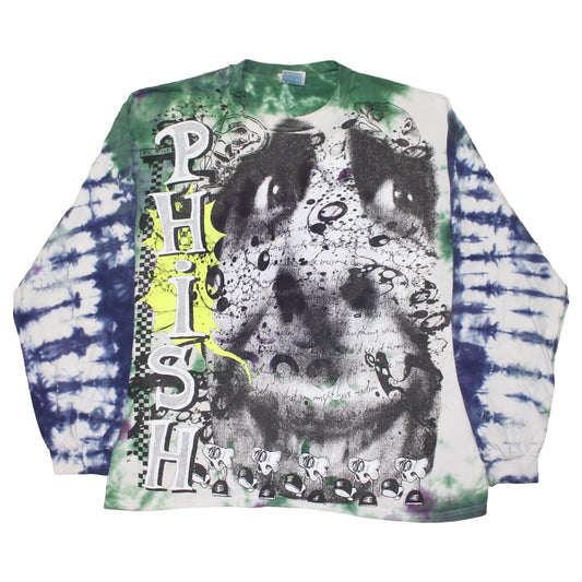 BSC PHISH Mashup print on vintage Hanes Beefy tie dye long sleeve t-shirt (XL)