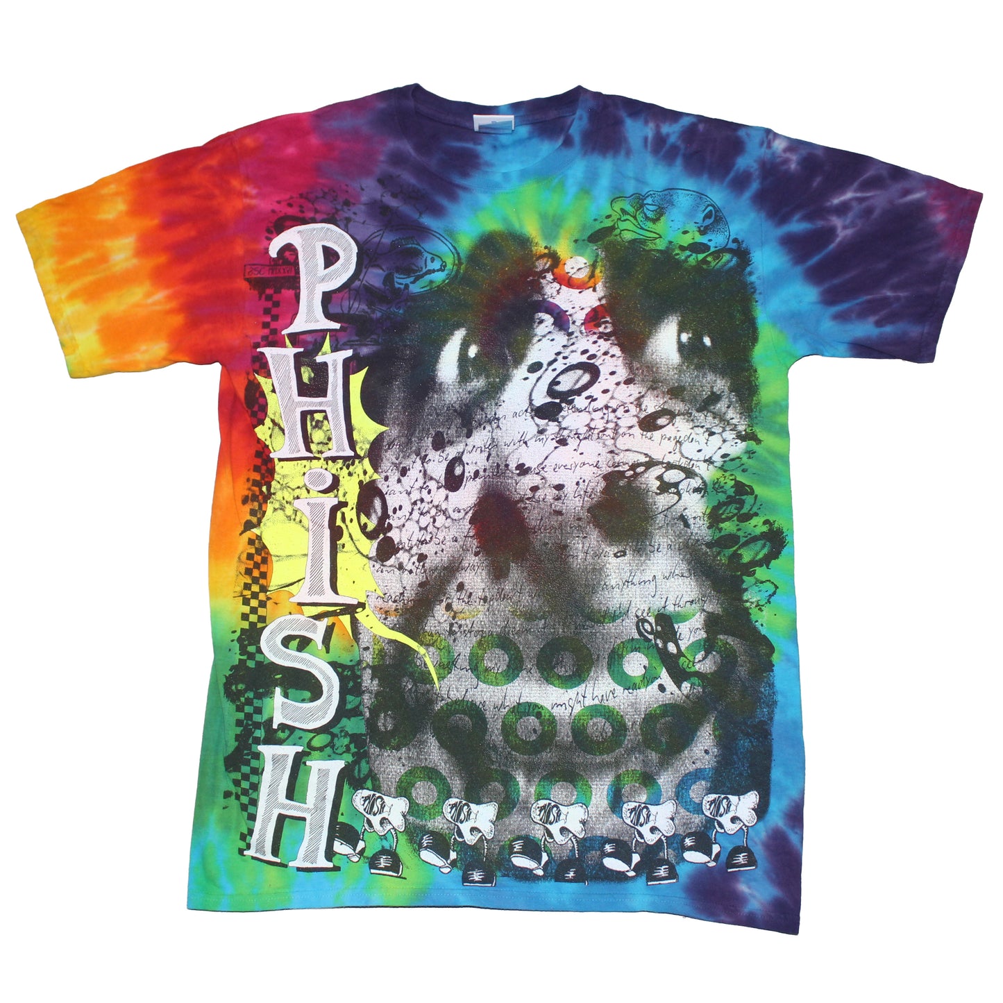 BSC PHISH Mashup print on vintage mid 00's tie dye t-shirt (L)