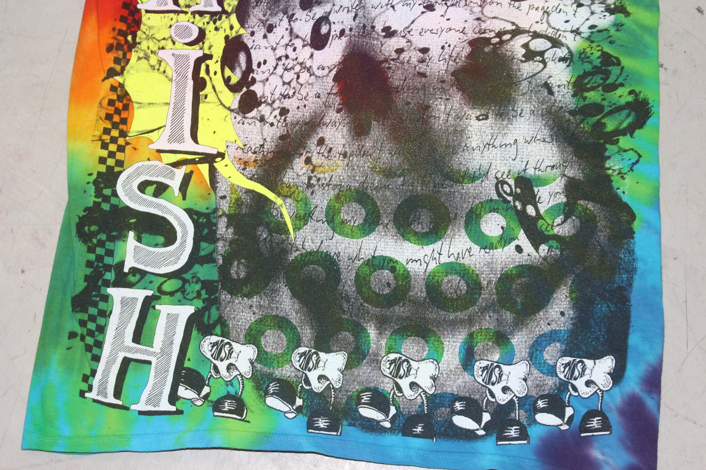 BSC PHISH Mashup print on vintage mid 00's tie dye t-shirt (L)