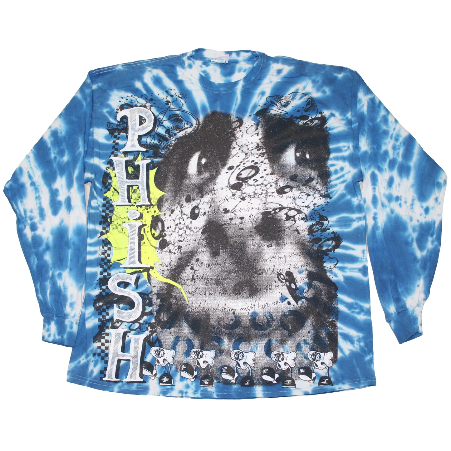 BSC PHISH Mashup print on vintage mid 00's tie dye long sleeve t-shirt (XXL)