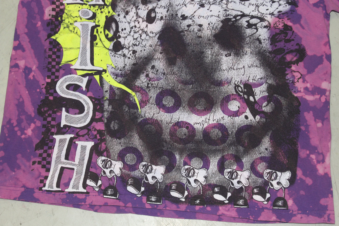 BSC PHISH Mashup print on purple bleach tie dye thrifted t-shirt (XXL)