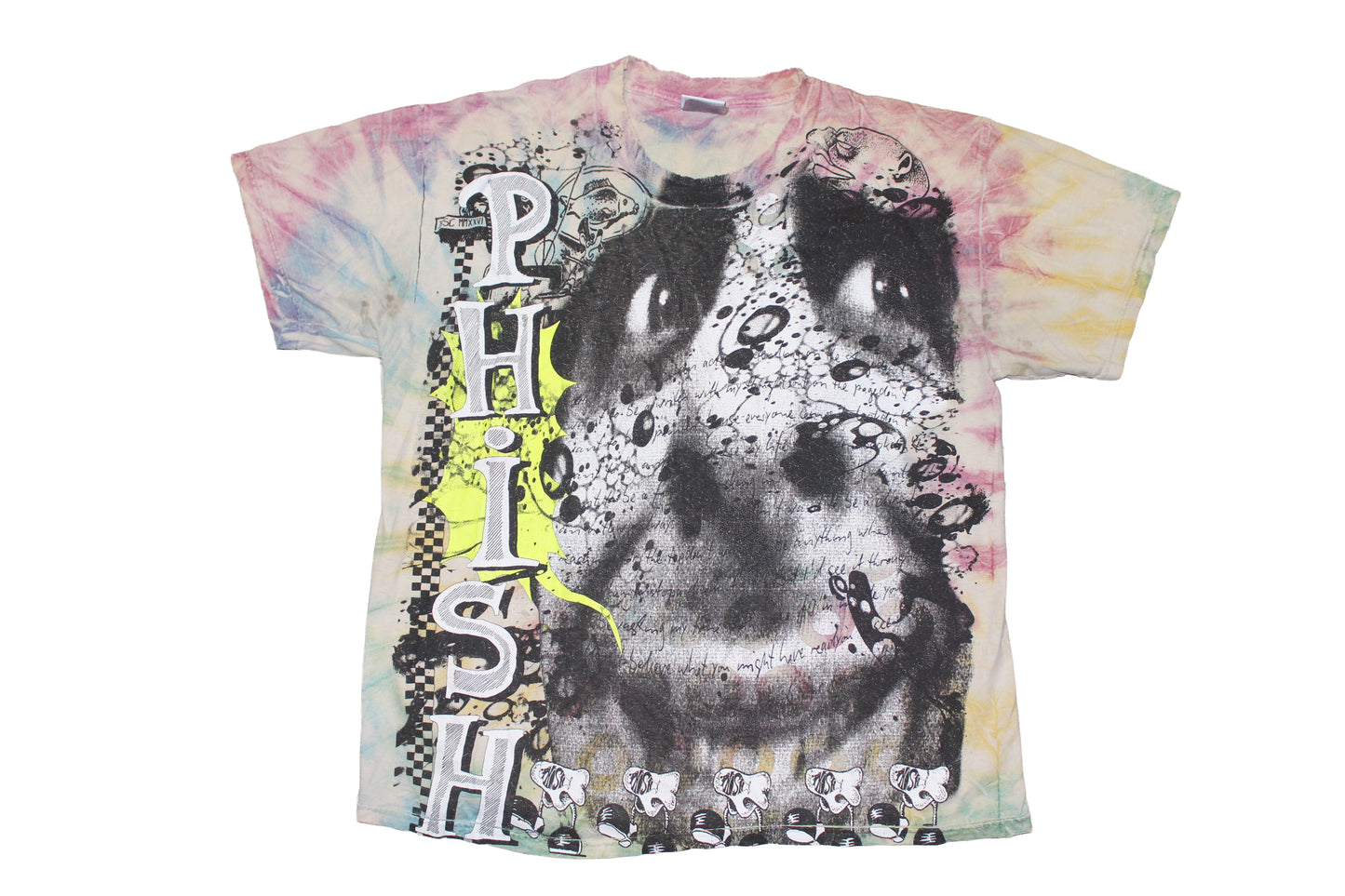BSC PHISH Mashup print on vintage thin & distressed hanes confort  tie dye t-shirt (L)