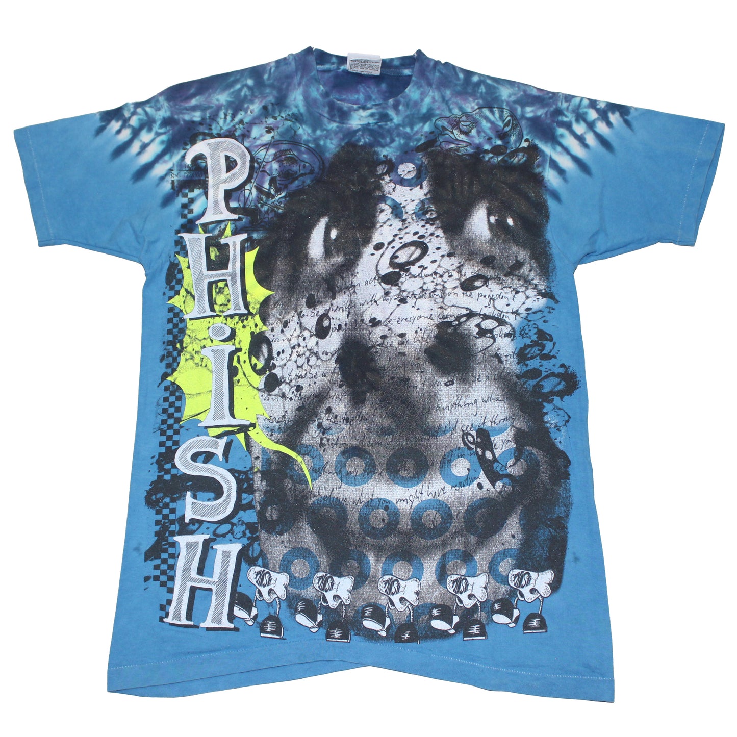 BSC PHISH Mashup print on vintage Liquid Blue SIngle Stitch tie dye t-shirt (L)
