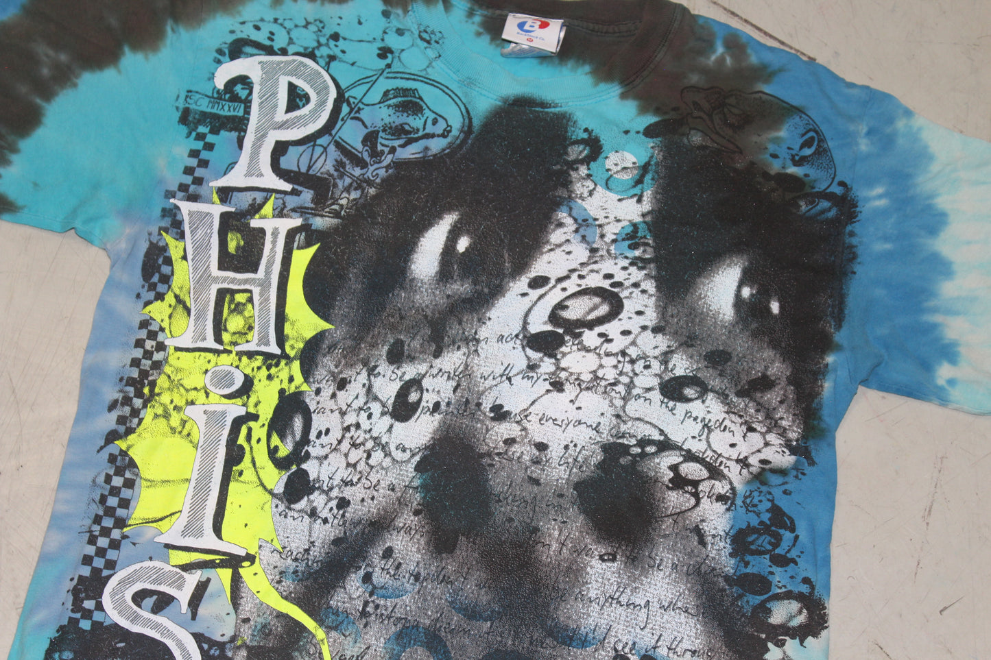 BSC PHISH Mashup print on vintage late 90's tie dye t-shirt (M)