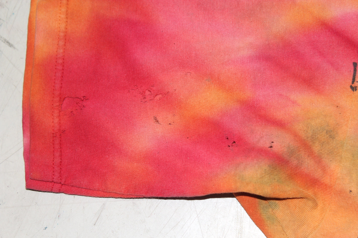 BSC PHISH Mashup print on vintage Red Orange tie dye t-shirt (L)