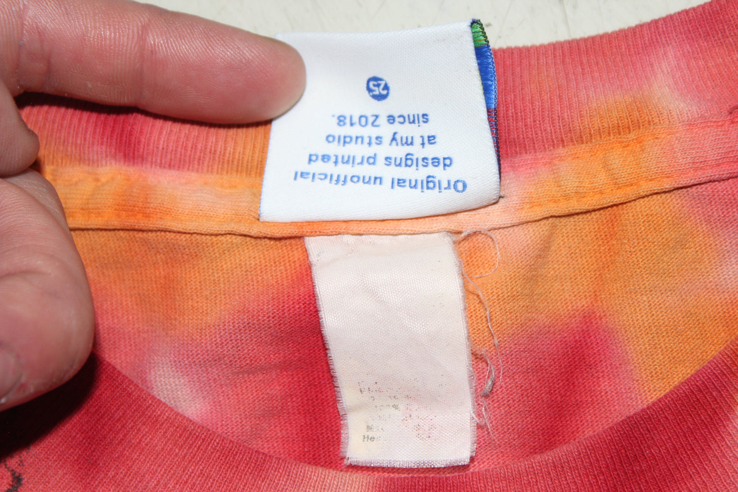 BSC PHISH Mashup print on vintage Red Orange tie dye t-shirt (L)