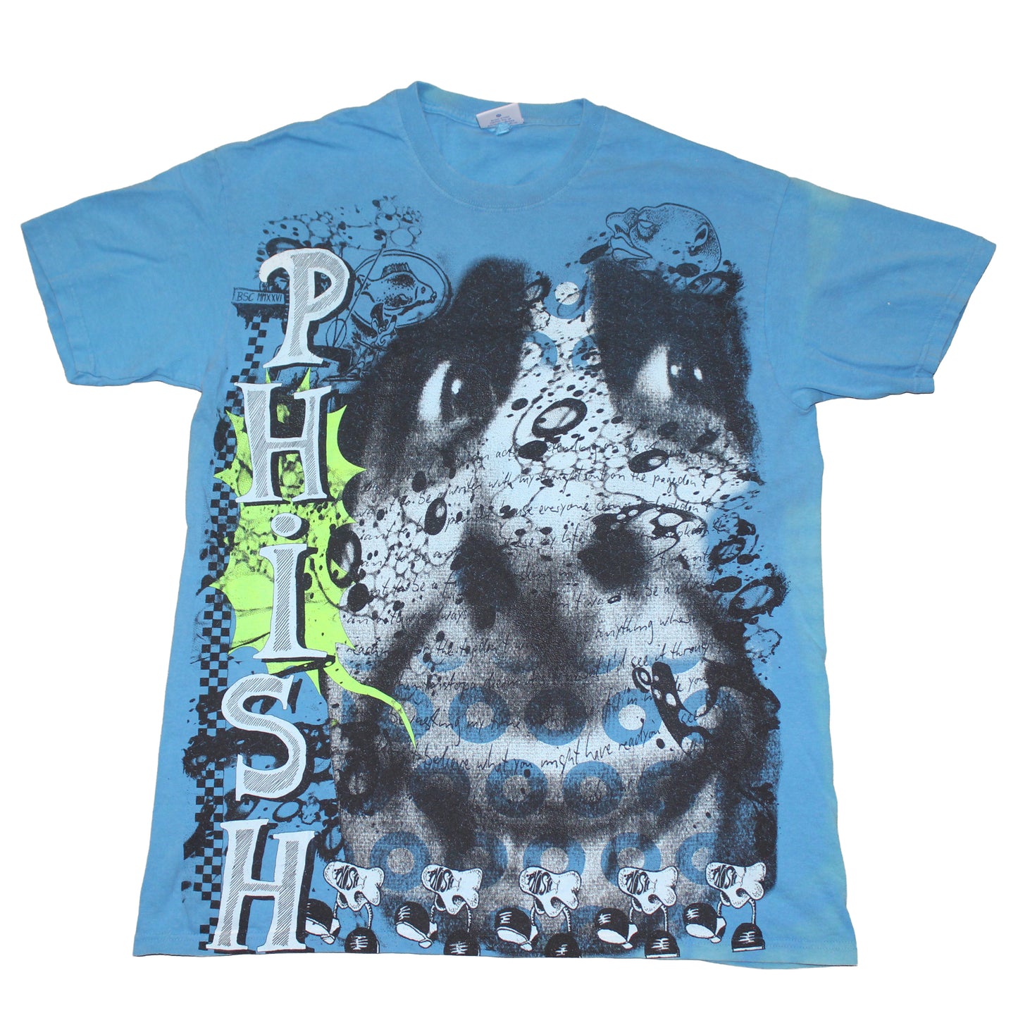 BSC PHISH Mashup print on vintage soft Delta teal blue t-shirt (XL)