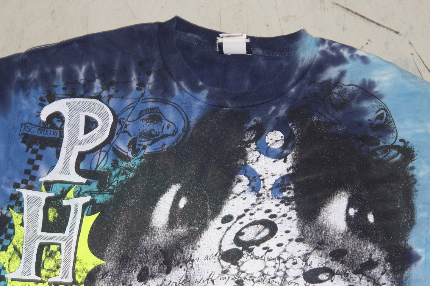 BSC PHISH Mashup print on vintage FREEZE tie dye t-shirt (XL)