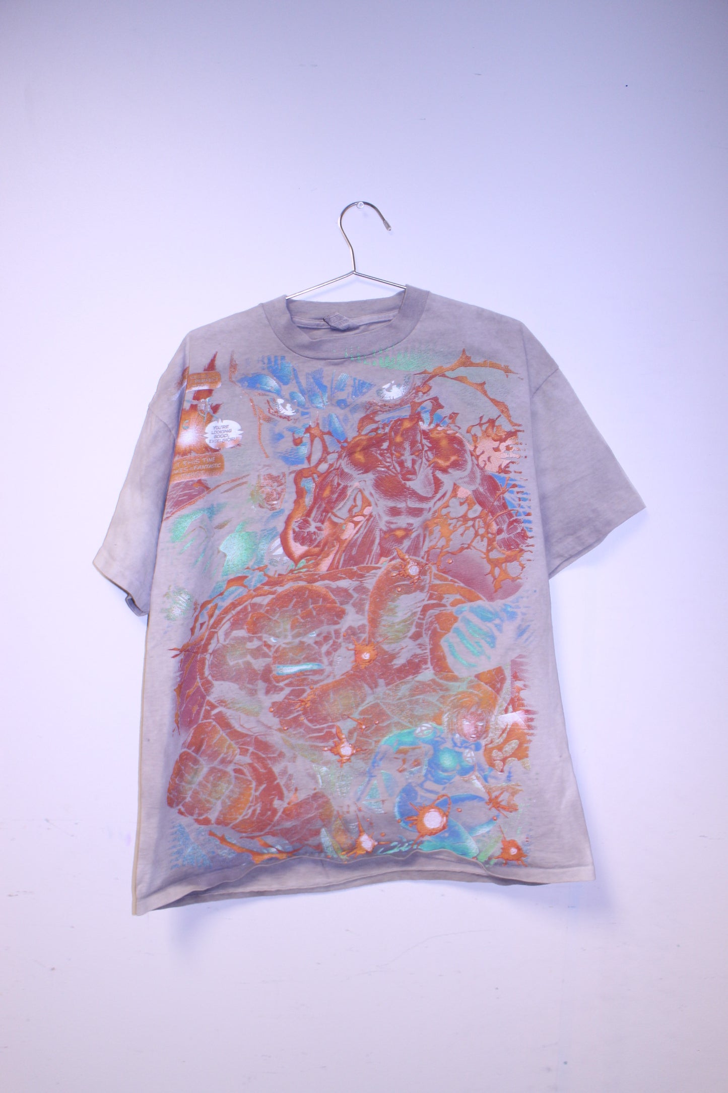 F4 faded Onieta single stitch blank distressed print BSC shirt (XL)