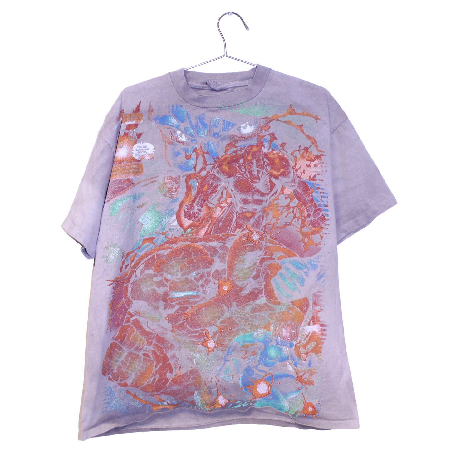 F4 faded Onieta single stitch blank distressed print BSC shirt (XL)