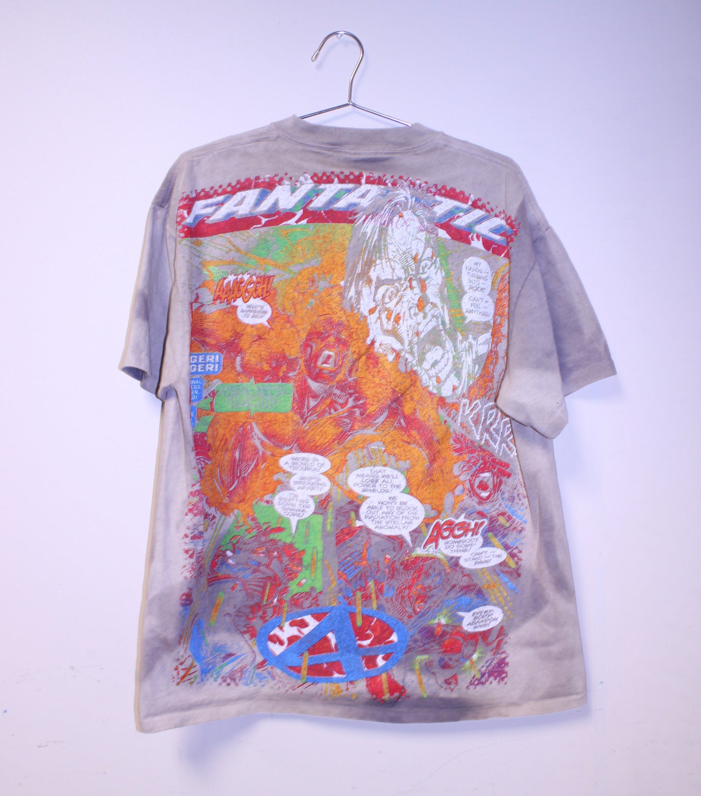 F4 faded Onieta single stitch blank distressed print BSC shirt (XL)