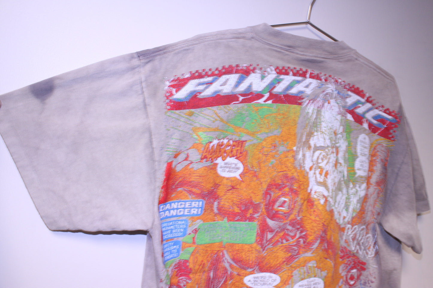 F4 faded Onieta single stitch blank distressed print BSC shirt (XL)