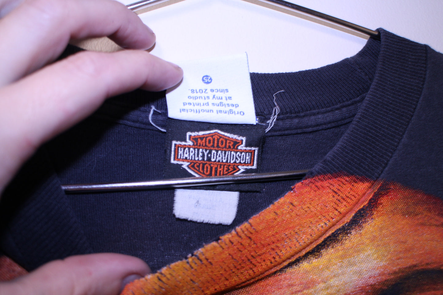 Hobgoblin/Spidey on faded harley overprint single stitch BSC shirt (L)