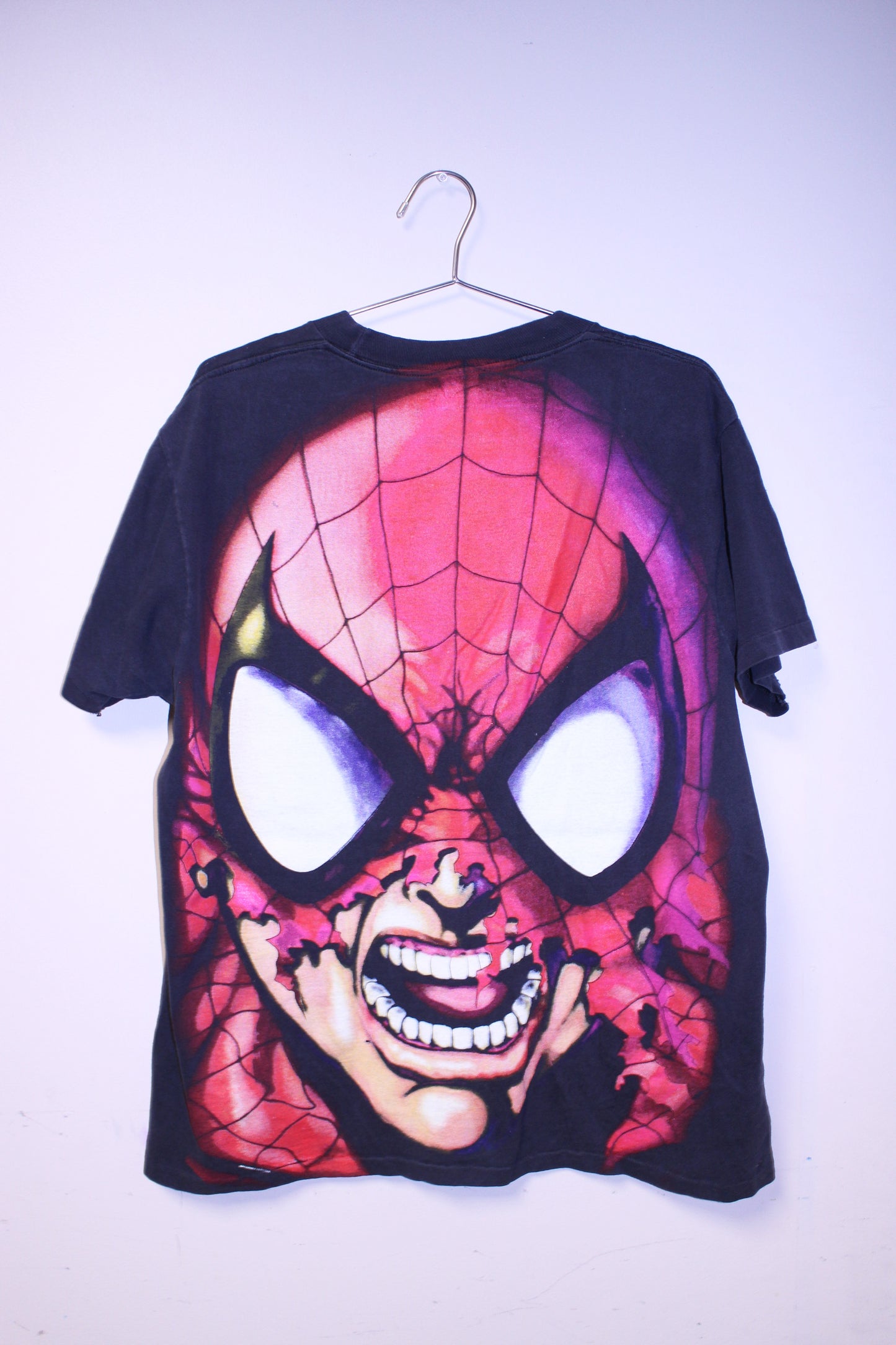 Hobgoblin/Spidey on faded harley overprint single stitch BSC shirt (L)
