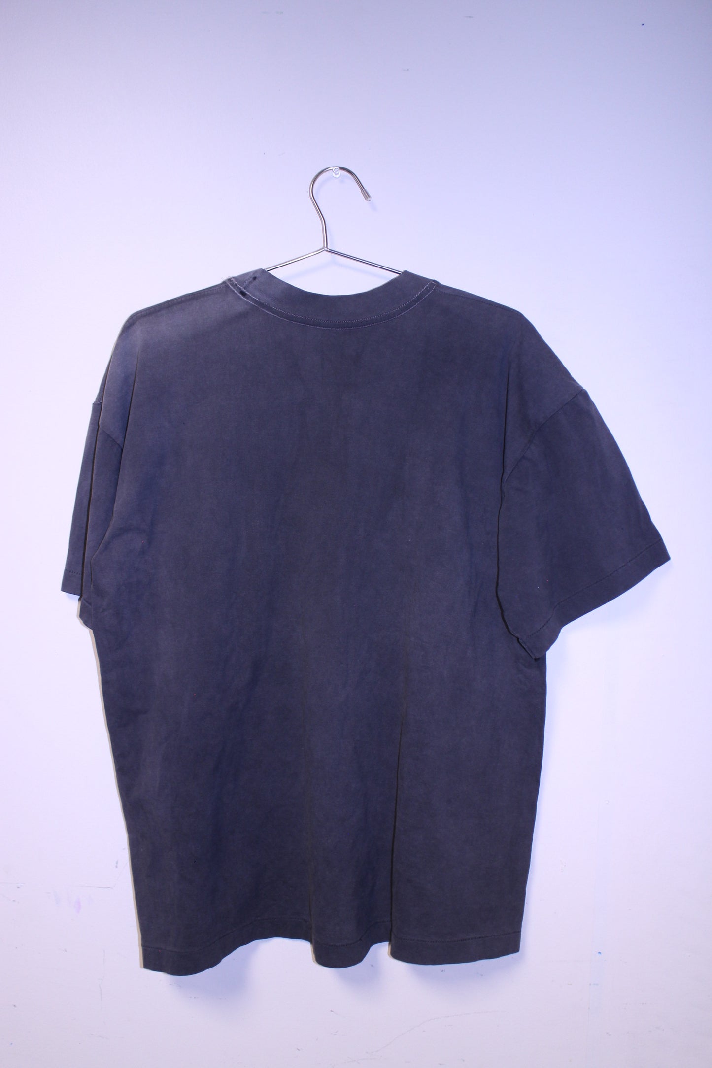 OJ Trial Conspiracy on faded single stitch blank BSC shirt (XL)