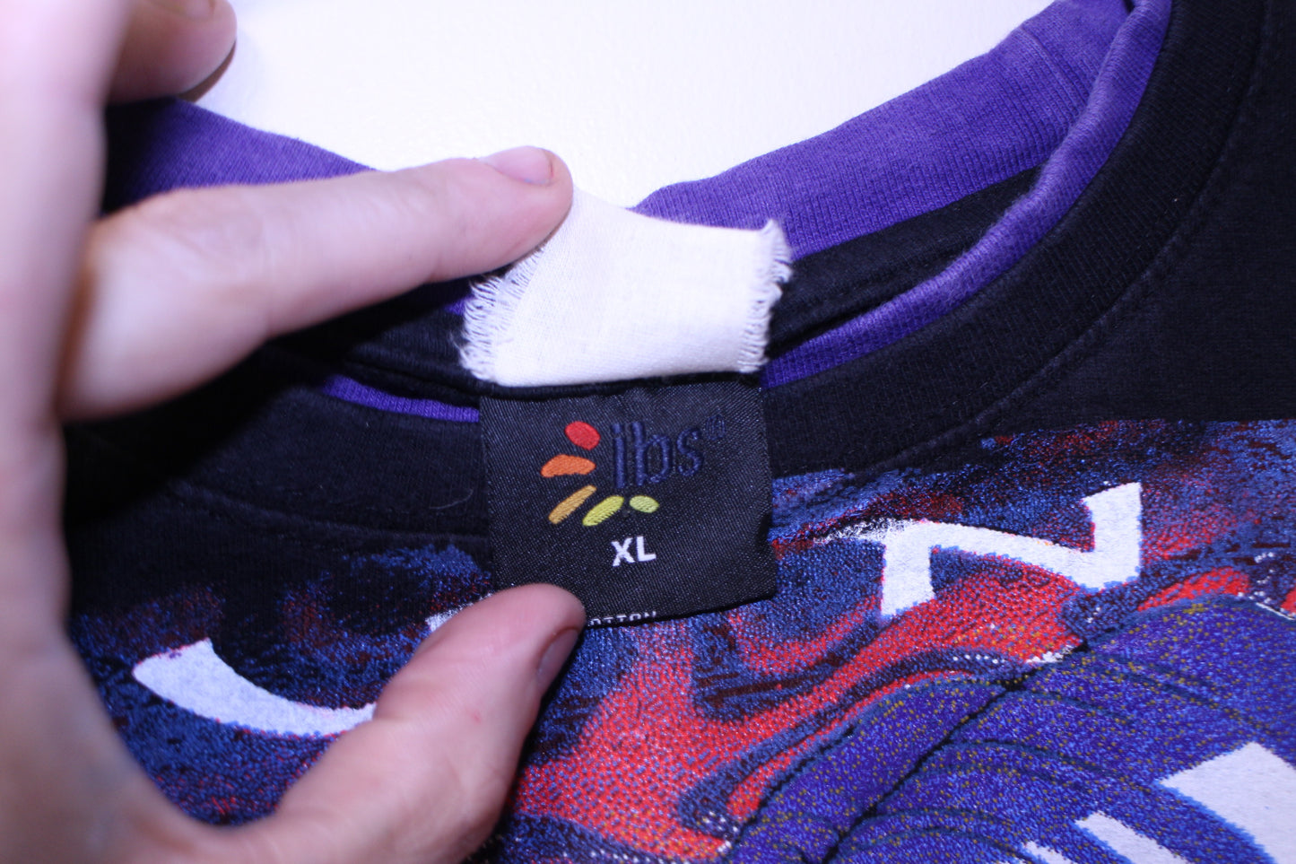 Trunks Del Futuro on vintage TBS purple trim t-shirt (XL)