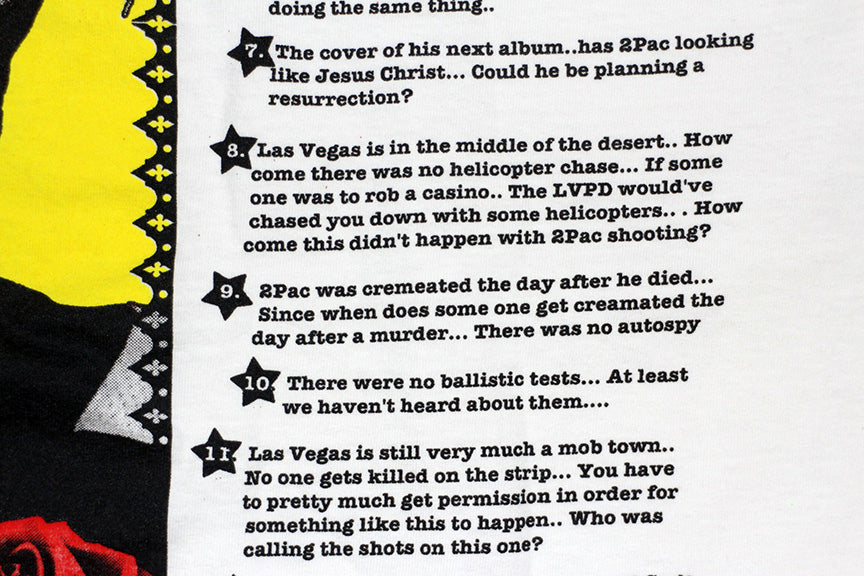 Pac LIVES! 18 Reasons by Chuck D Conspiracies #2 Orig. fan art tee