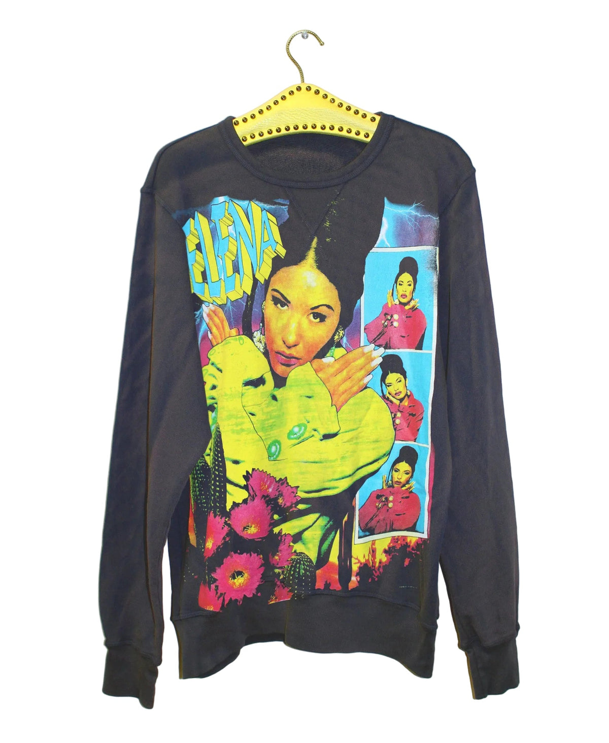 SELENA Amor Prohibito on Faded 50's style terry cotton Navy Blue sweatshirt (L-XL-2X)