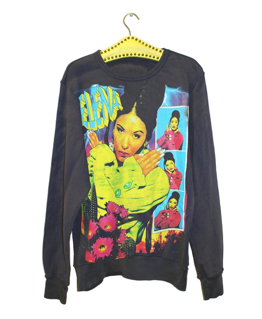 SELENA Amor Prohibito on Faded 50's style terry cotton Navy Blue sweatshirt (L-XL-2X)