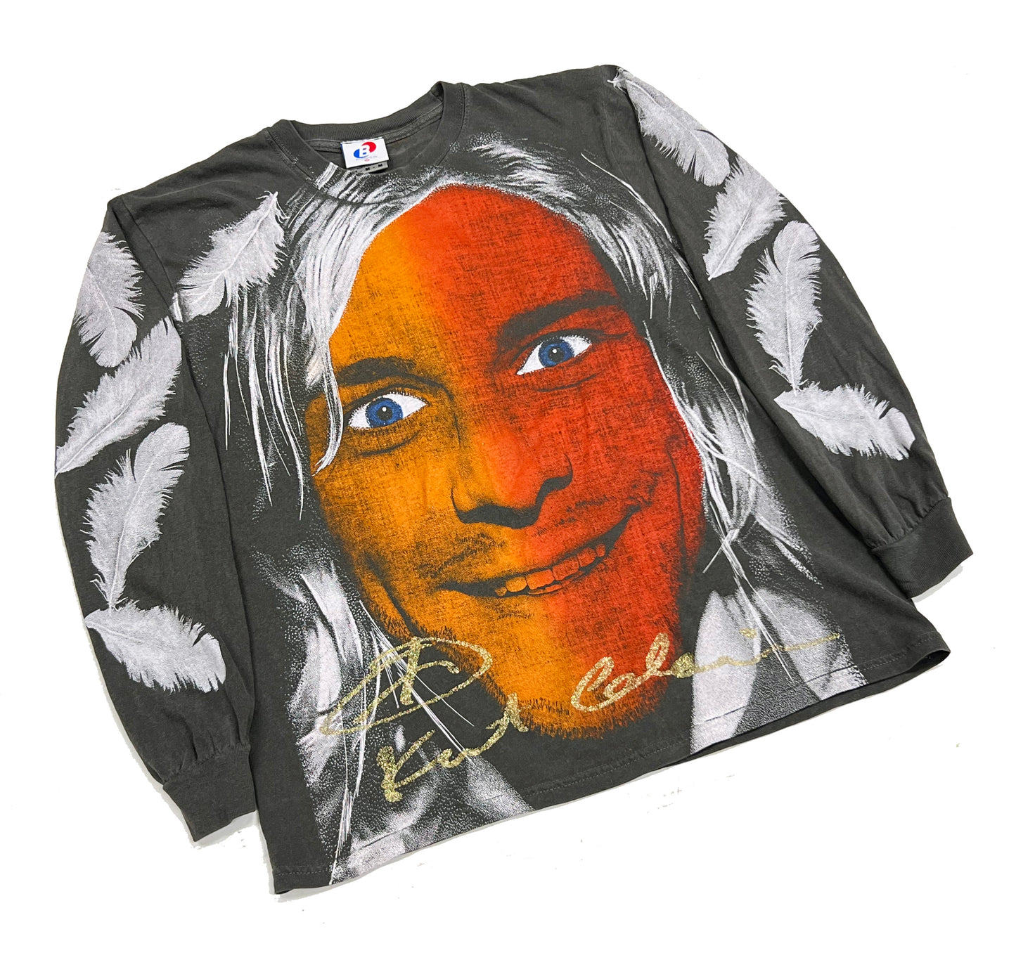 *FADED LONGSLEEVE* N I R V A N A / R.I.P Kurt Orig. fan art shirt (RED)