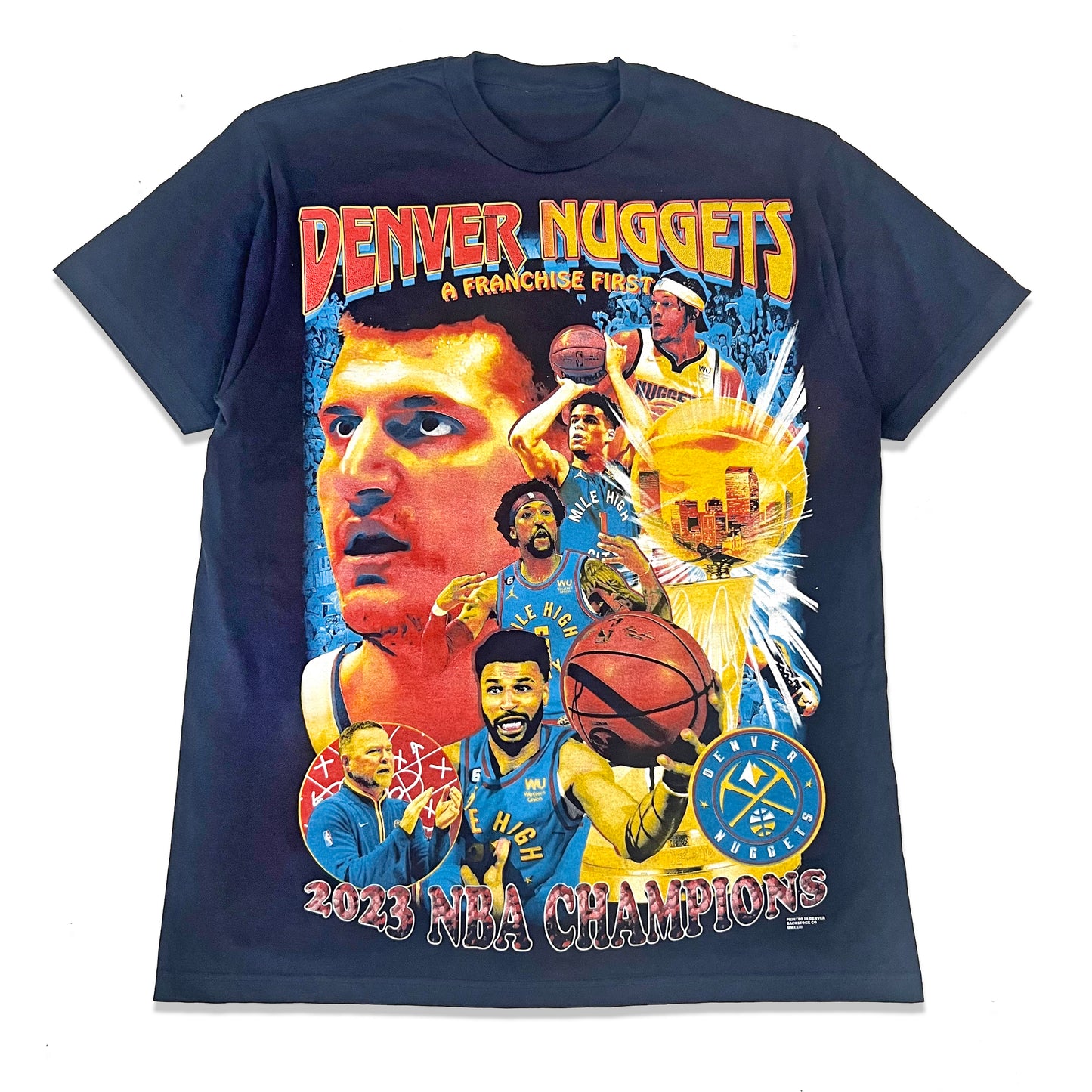 Nuggets 23' NBA Champions Orig. 'fan art' shirt (NAVY)