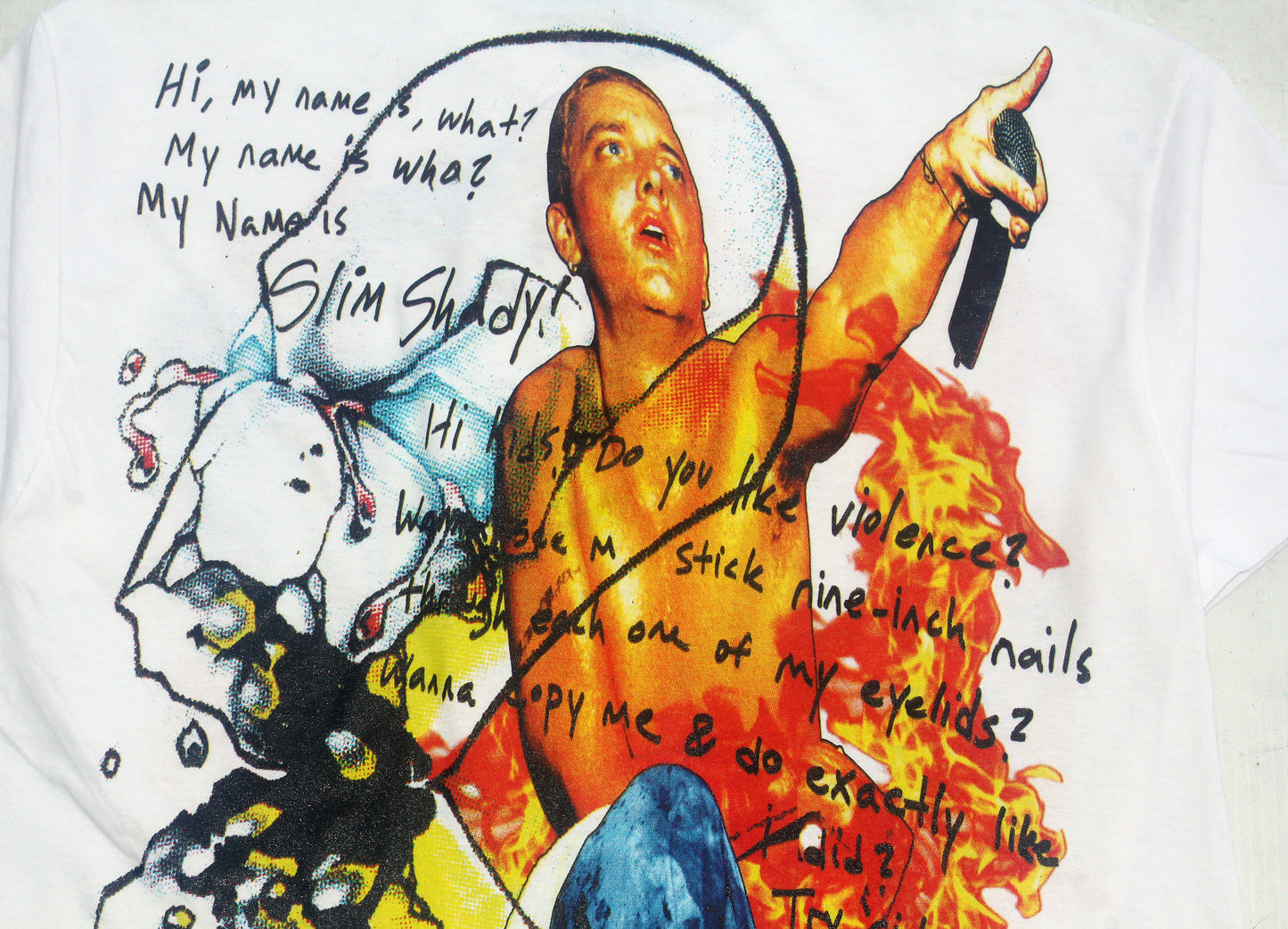 Slim Shady on heavyweight off white colored tee (XL)