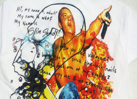 Slim Shady on heavyweight off white colored tee (XL)