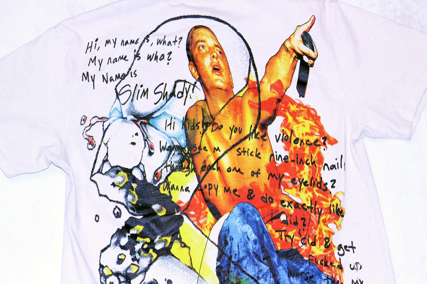 Slim Shady on heavyweight off white colored tee (XL)