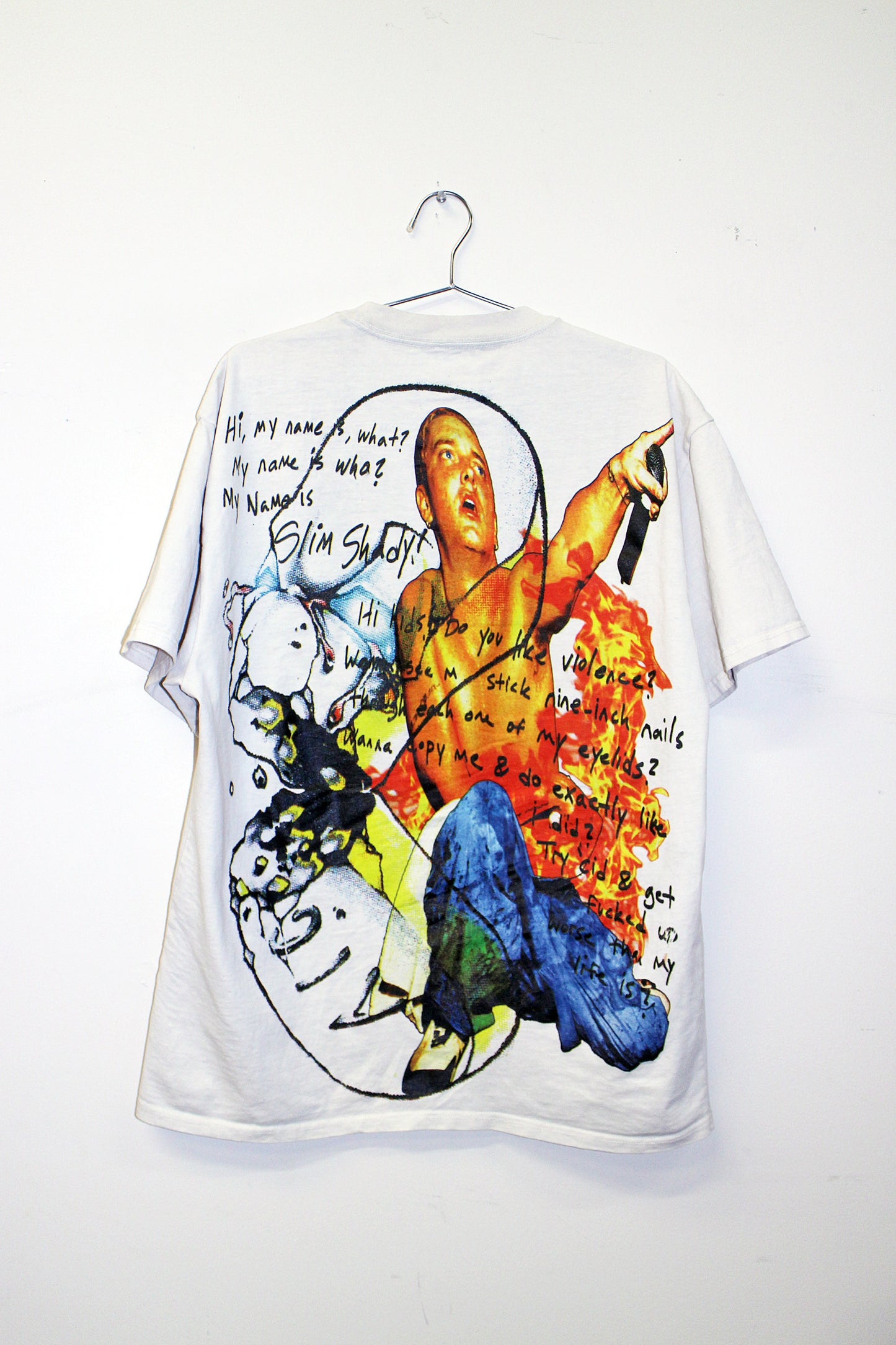 Slim Shady on heavyweight off white colored tee (XL)