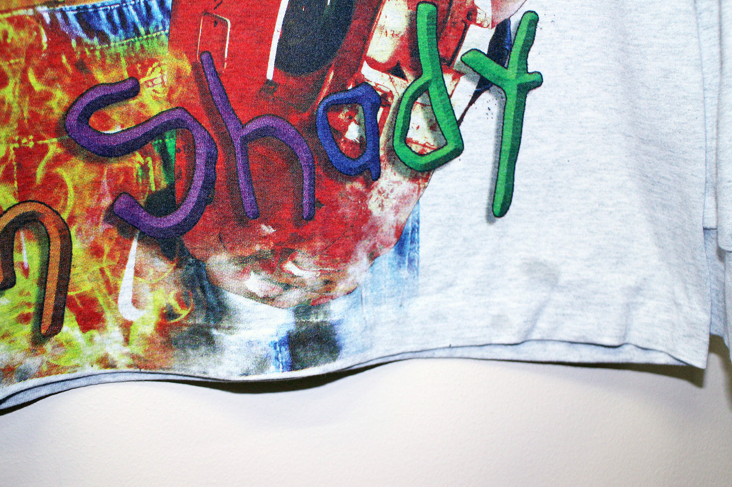 Slim Shady on heather single stitch long sleeve tee (L)