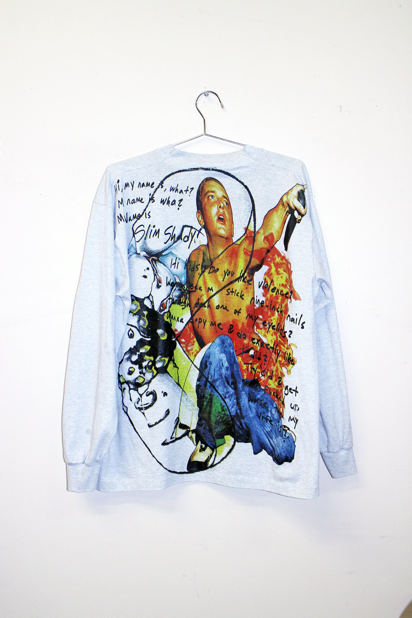 Slim Shady on heather single stitch long sleeve tee (L)