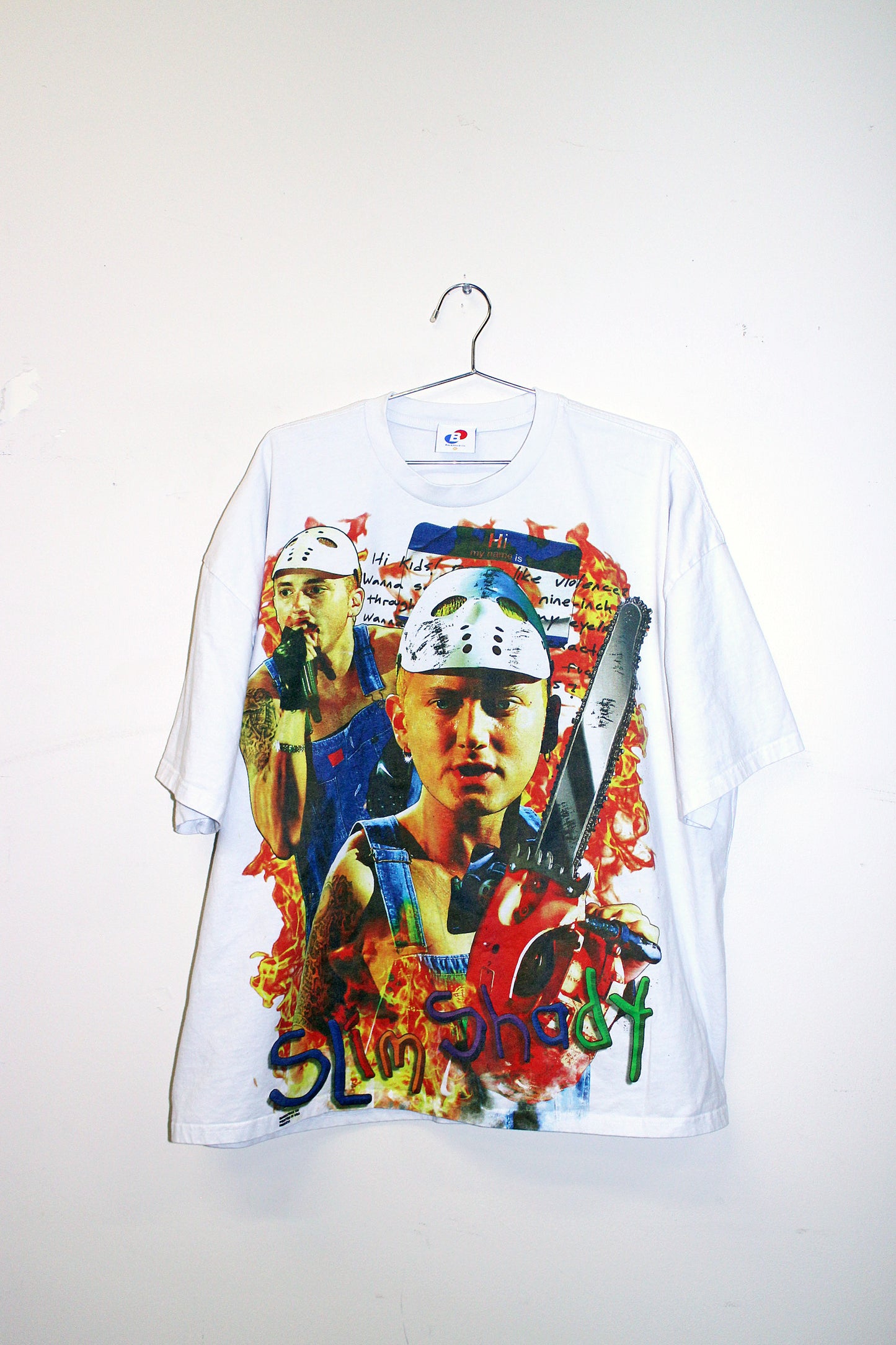Slim Shady on heavyweight white tee (XL)