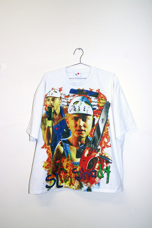 Slim Shady on heavyweight white tee (XL)