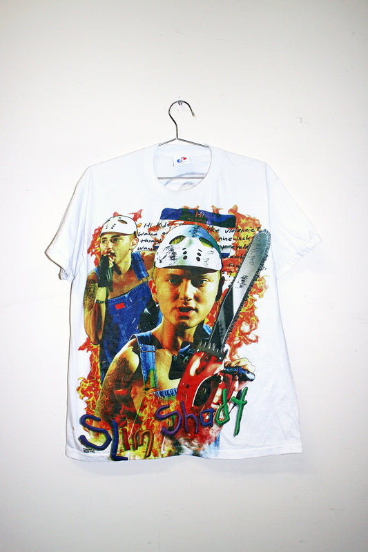 Slim Shady on vintage single stitch white tee (L)