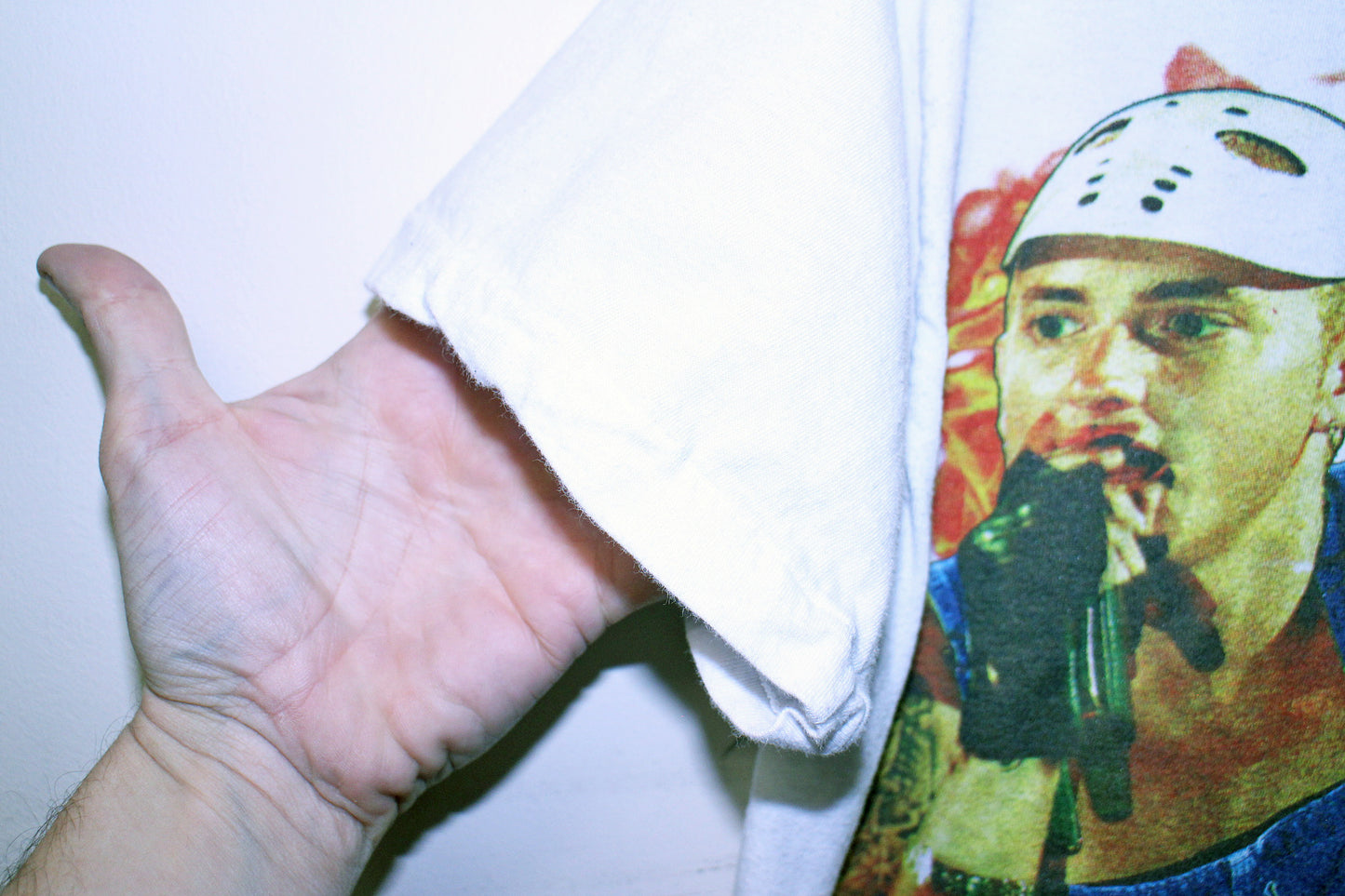 Slim Shady on vintage single stitch white tee (L)