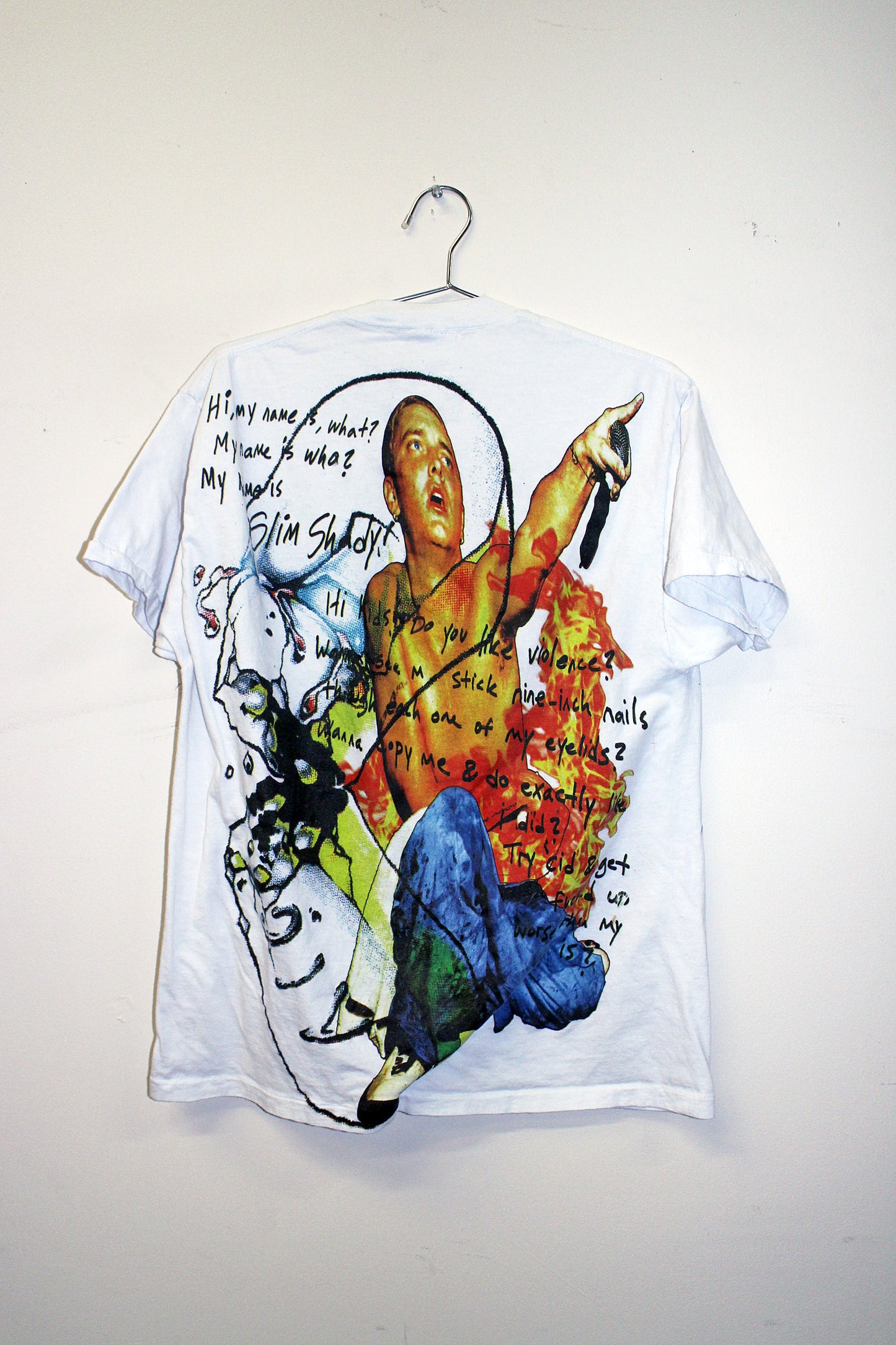 Slim Shady on vintage single stitch white tee (L)