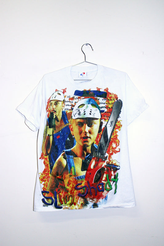 Slim Shady on vintage single stitch white tee (L)