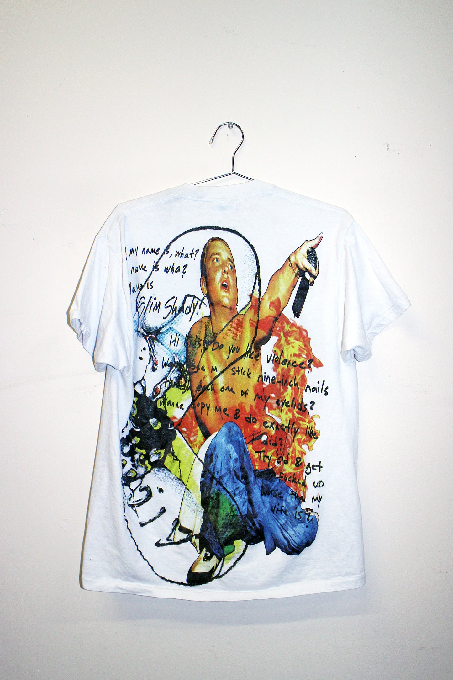 Slim Shady on vintage single stitch white tee (L)