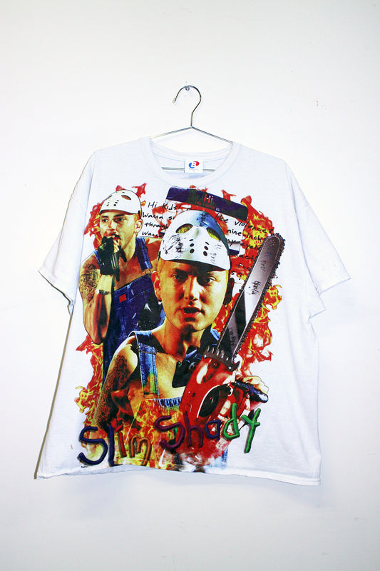 Slim Shady on worn white tee (XL)
