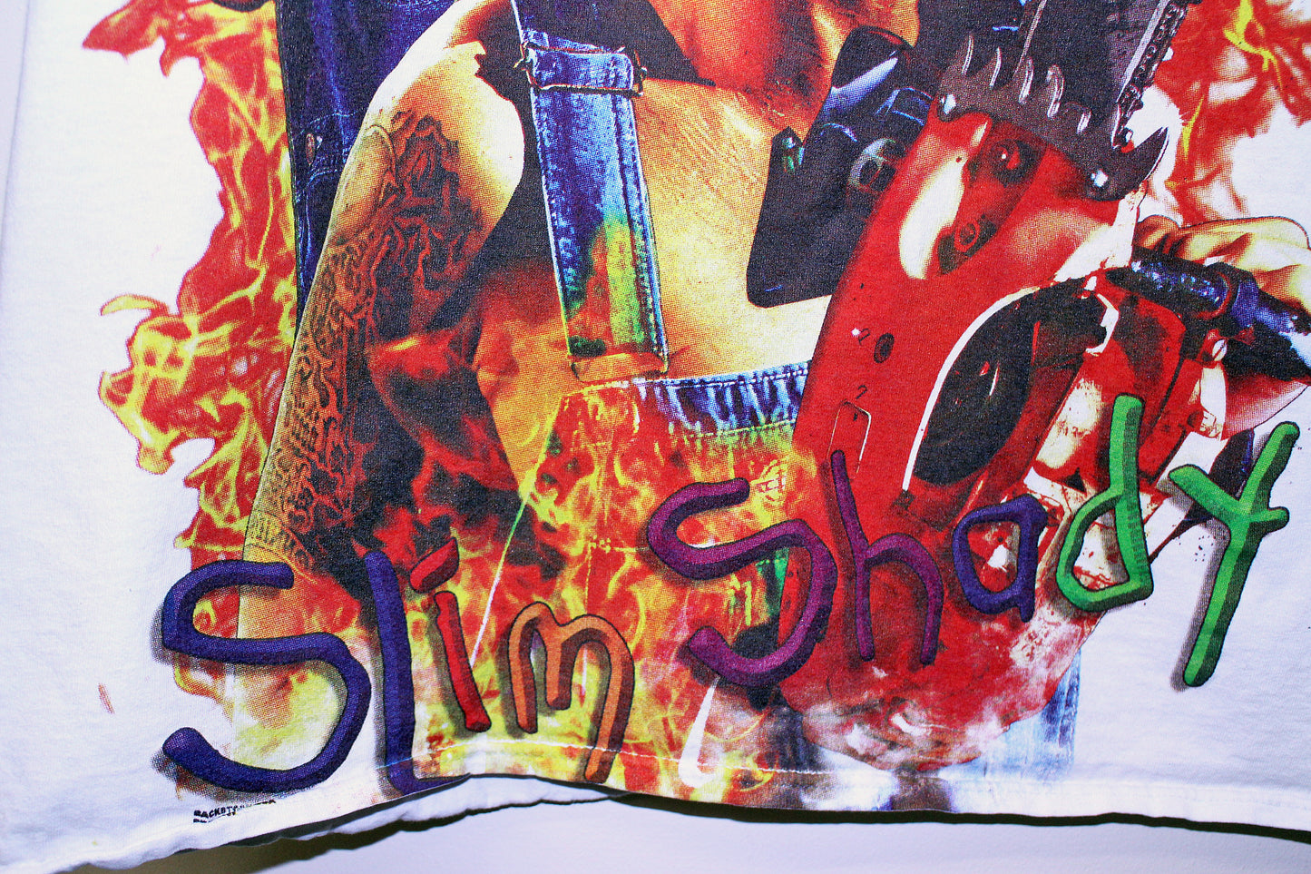 Slim Shady on worn white tee (XL)