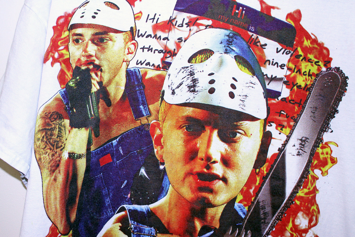 Slim Shady on worn white tee (XL)