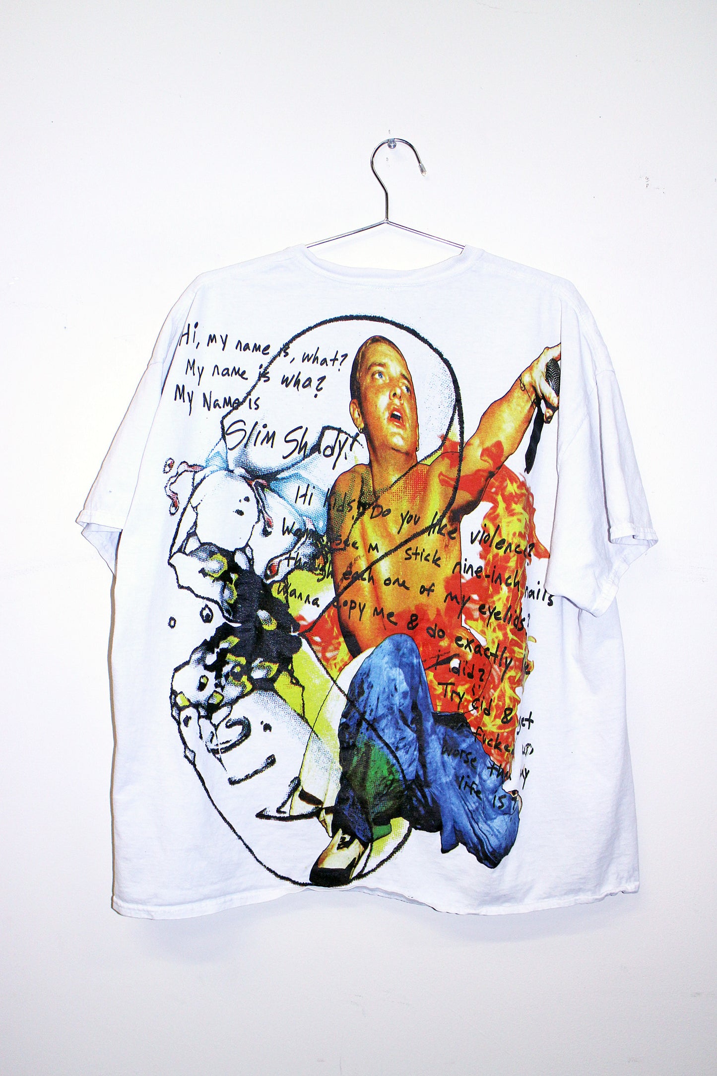 Slim Shady on worn white tee (XL)