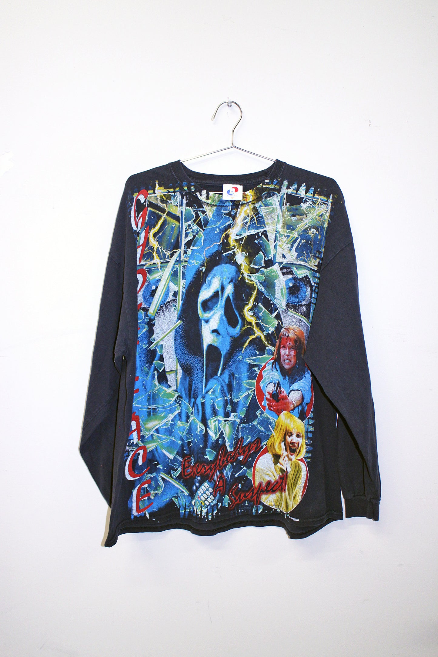 Ghostface on faded black longsleeve (XL)