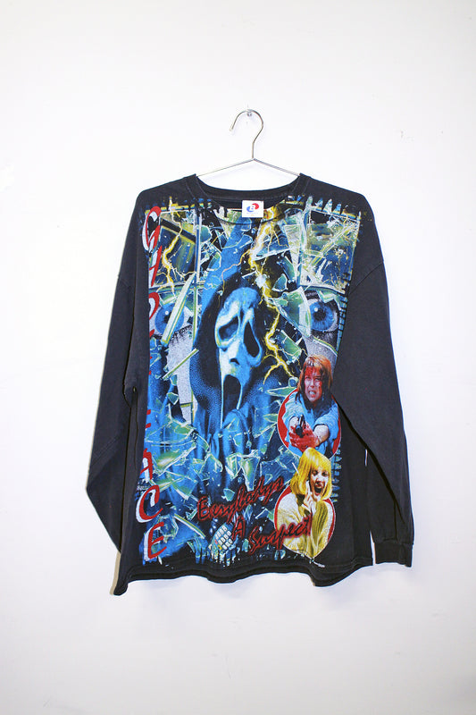 Ghostface on faded black longsleeve (XL)
