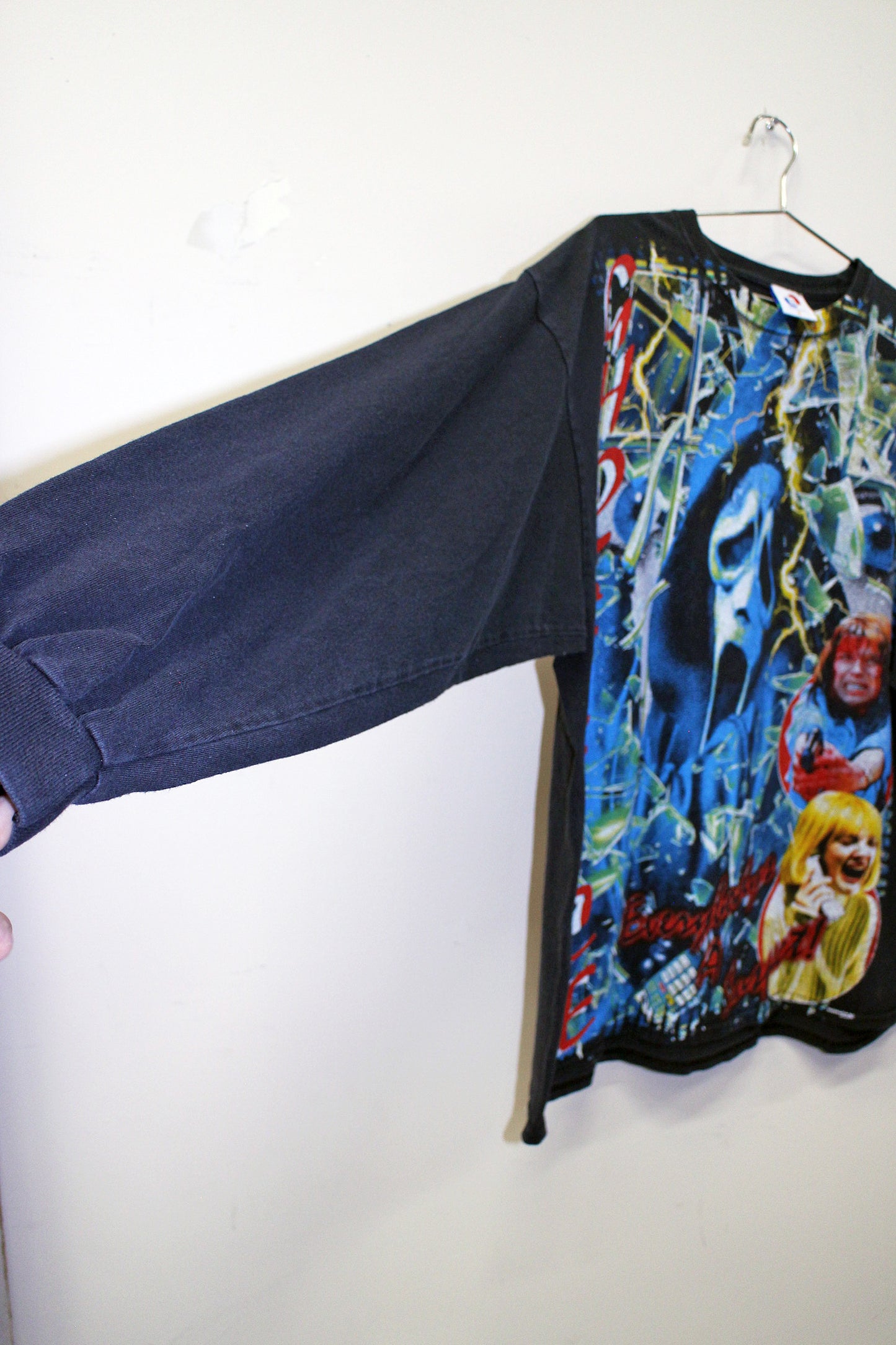 Ghostface on faded black longsleeve (XL)