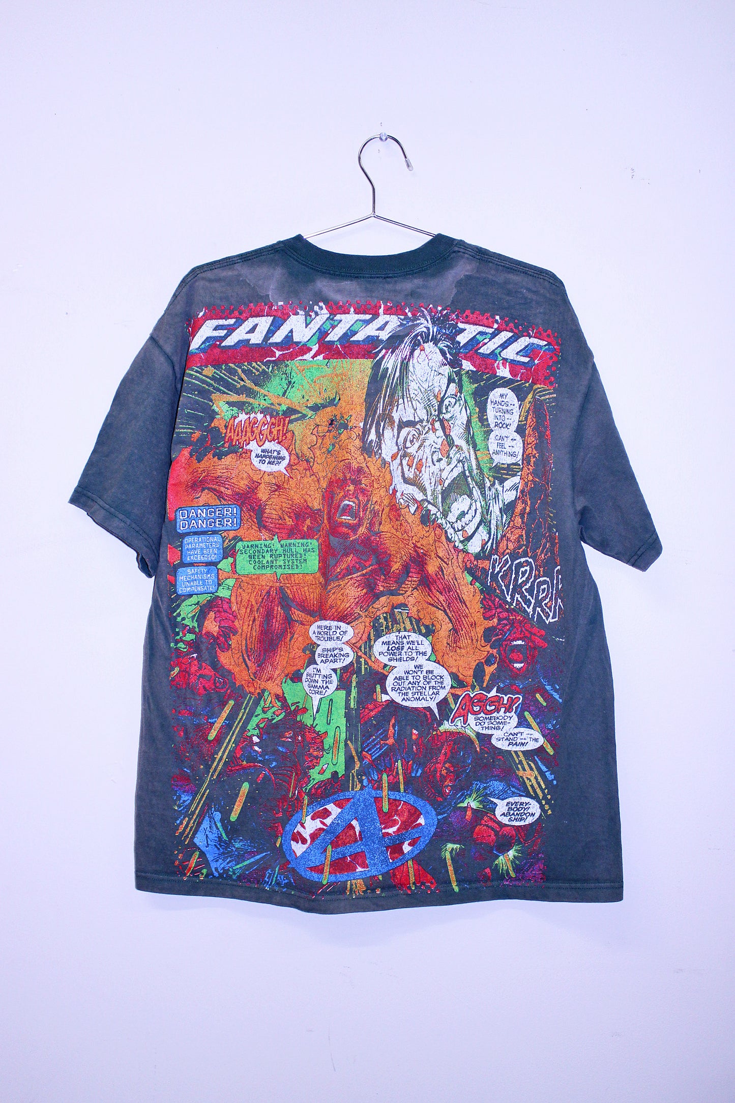 Fantastic 4 on heavy faded BSC green tee (L)