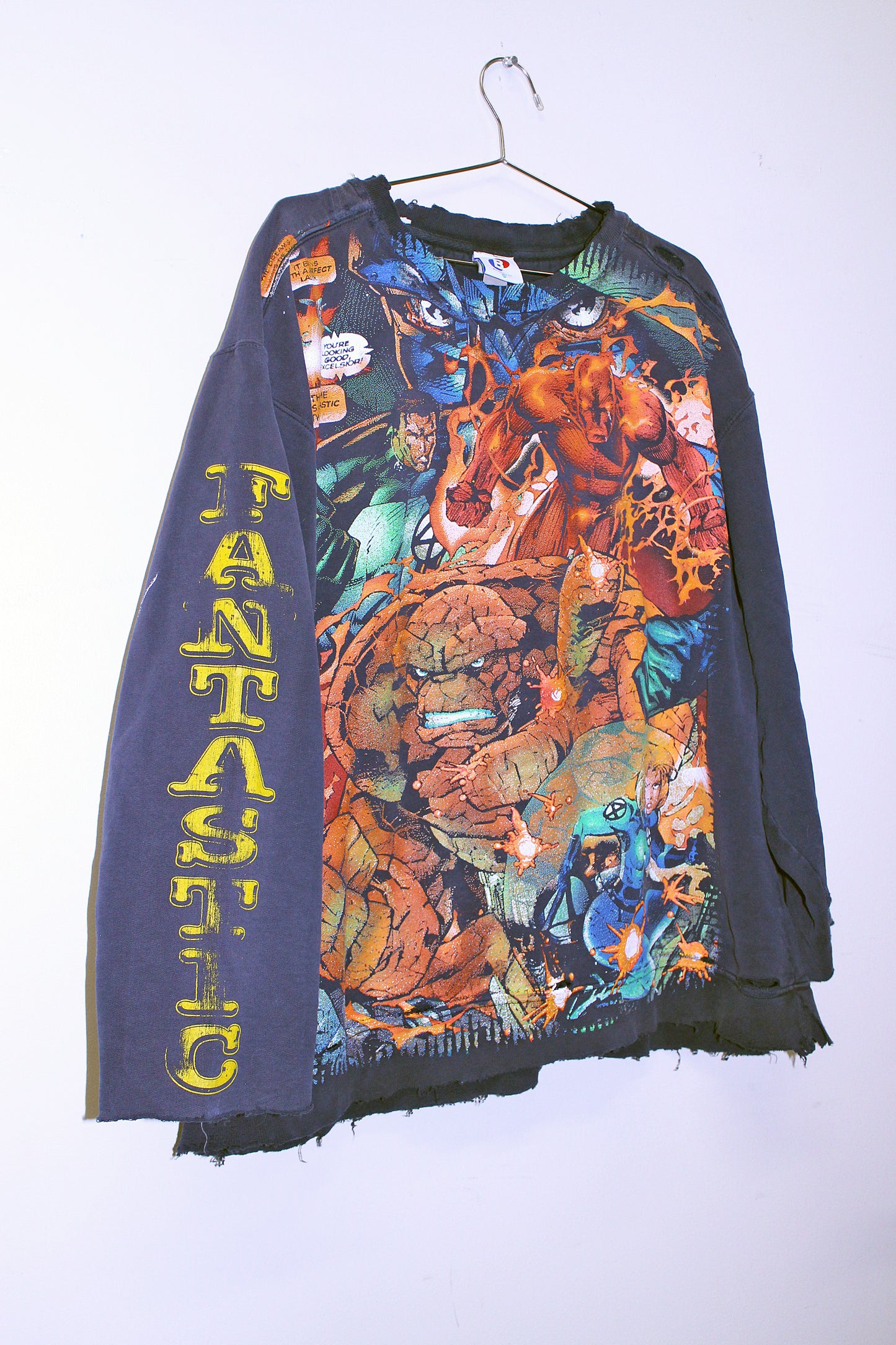 Fantastic 4 on thrashed navy sweatshirt (XXL)