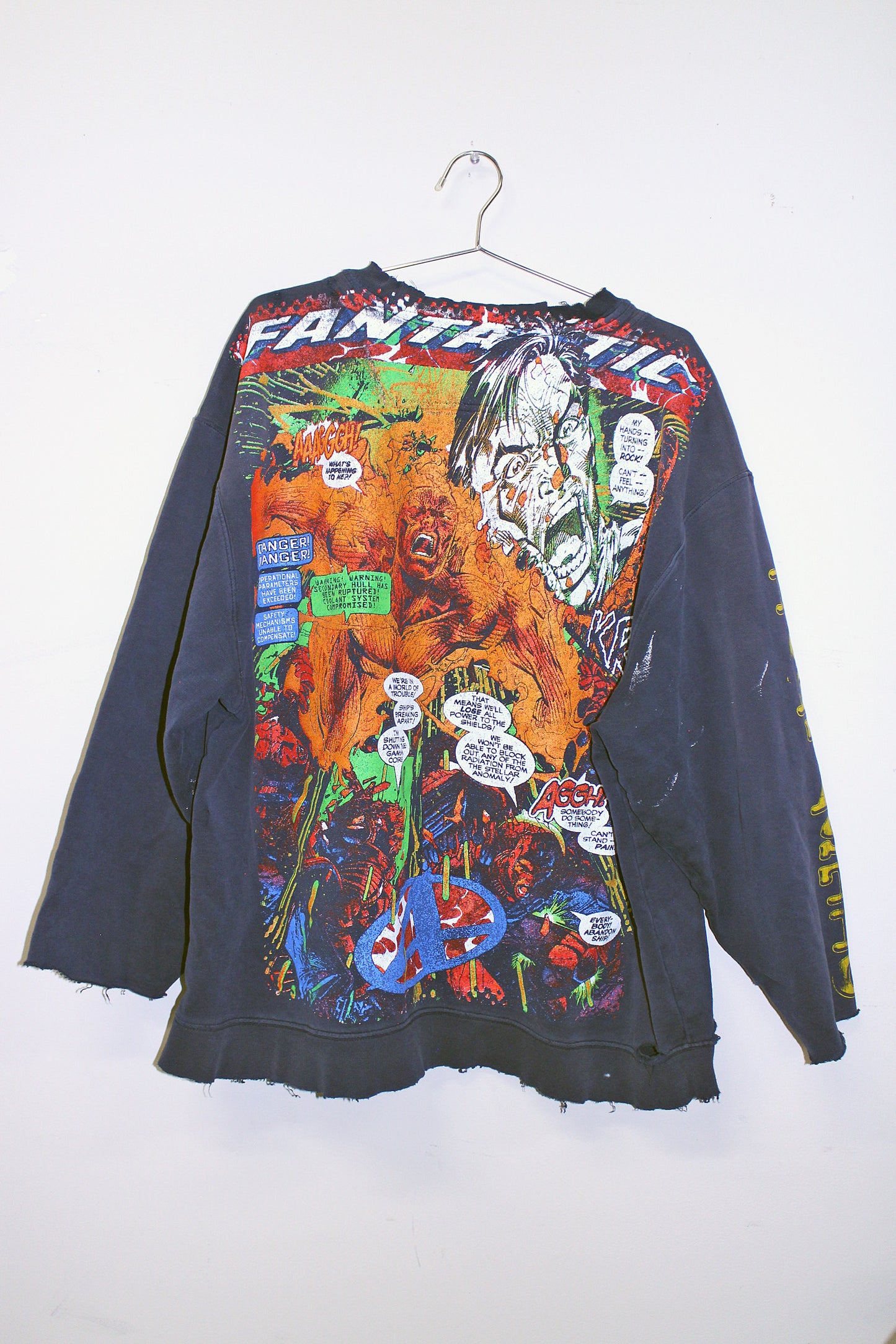 Fantastic 4 on thrashed navy sweatshirt (XXL)