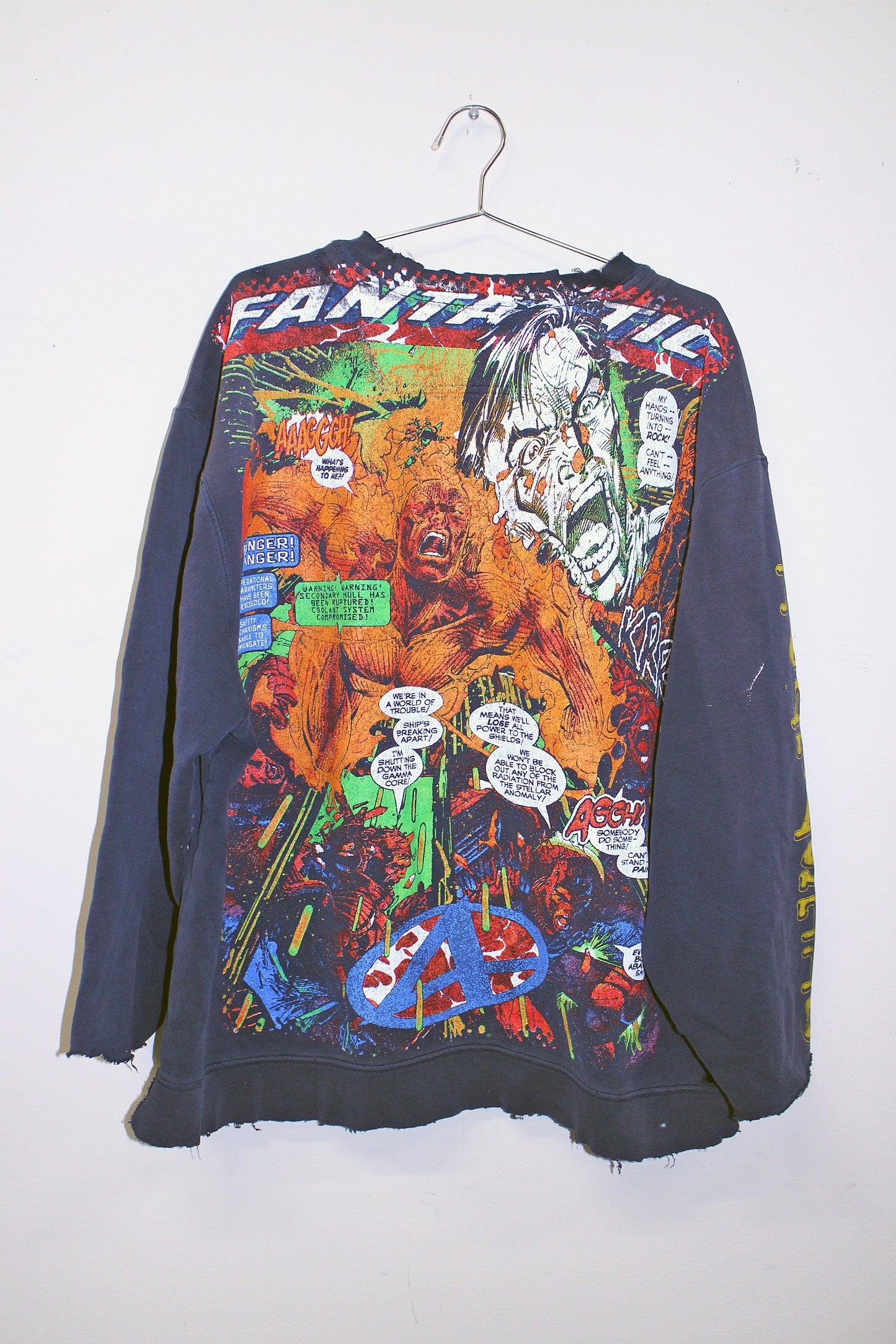Fantastic 4 on thrashed navy sweatshirt (XXL)