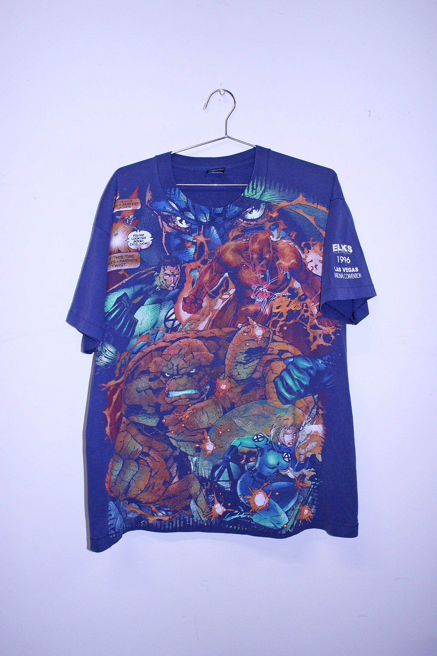 Fantastic 4 on single stitch ELKs shirt *print over* (XL)